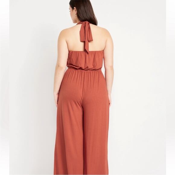 Old Navy gingerspice Waist-Defined Halter Jumpsuit - Picture 7 of 13